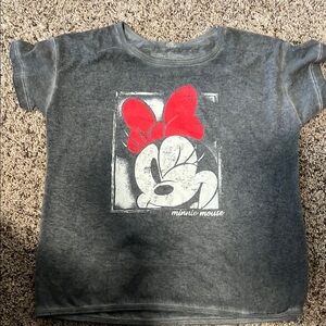 Disney Gray and Red Short Sleeve Tee with Cartoon Graphic